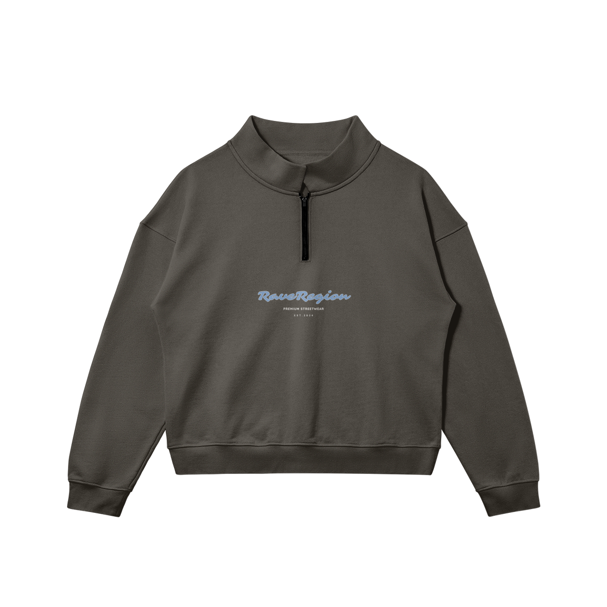 Script Oversized Plain Half Zip Fleece