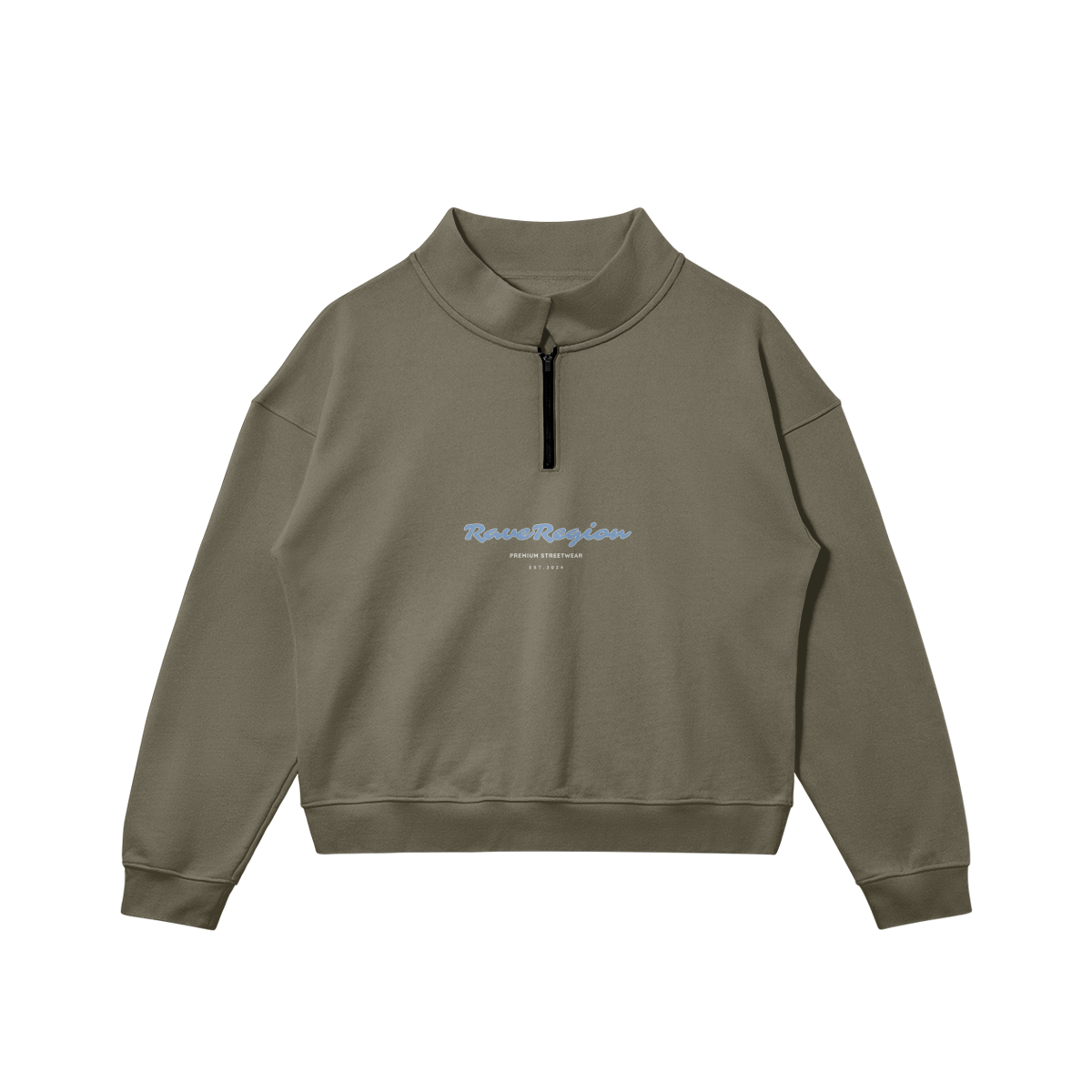 Script Oversized Plain Half Zip Fleece